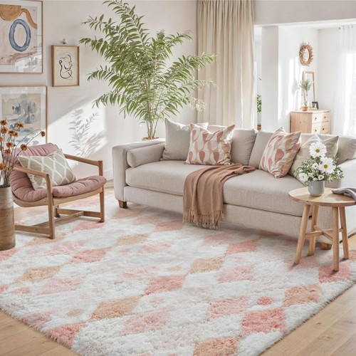 Tapis shaggy 140x200cm rose - tapis,