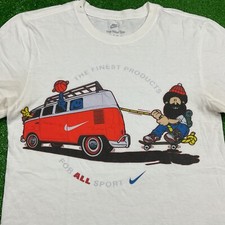 NIKE SPORTSWEAR "Micro Bussing Tee" White T-SHIRT XS Skateboard Fun All Sports