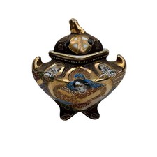 Brûle-Parfum en Porcelaine Satsuma, Décor Samouraïs et Or, Japon