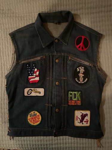 Vintage 1970s denim biker vest - vintage,