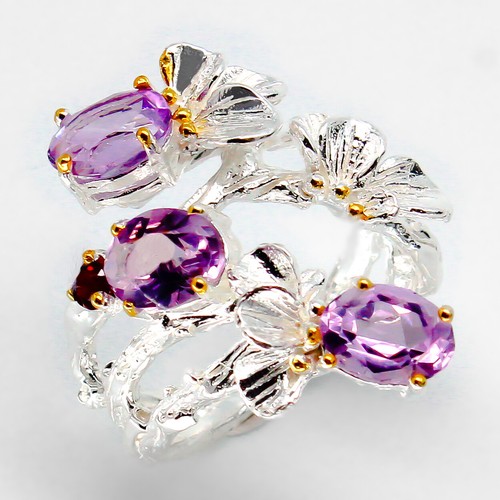 Bague argent améthyste - en,