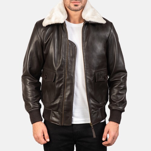 Blouson bomber marron - , cuir