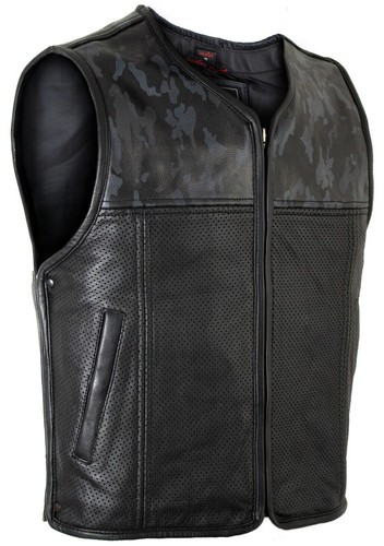 Gilet biker homme cuir - gilet,