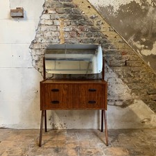 Coiffeuse Danoise Vintage en Placage Palissandre Années 60 avec Miroir Inclinabl