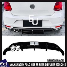 FOR VOLKSWAGEN POLO MK5 6R REAR BUMPER DIFFUSER LIP GLOSS BLACK 2009-2014
