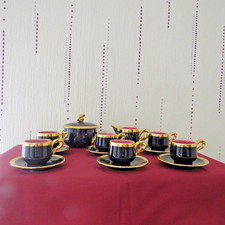 service a café  en céramique de Vallauris Monica Céram  couleur bleu de four