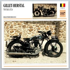 GILLET-HERSTAL 500 Bol d'Or 1937 Belgium Edito Service Atlas Motorcycle Card