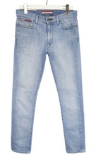 TOMMY HILFIGER Slim Tapered Jeans Men's W32/L32 Light Blue Faded Zip Fly Stretch