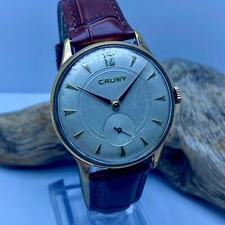 1950s Vintage Watch CAUNY MEN’S Manual Winding Swiss Jumbo 38mm Gold Plated