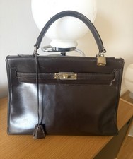 Sac cuir Box Brun Cles Cadenas Clochette Années 60 bag borsa vintage Ancien