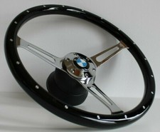 Volant compatible avec BMW Vintage Bois Chrome Noir E24 E28 E30 E32 E34 86-91