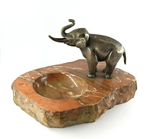 Cendrier ancien éléphant bronze argente marbre art déco ashtray bronze elephant