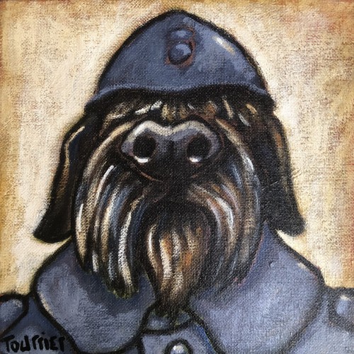 Tableau portrait chien soldat - chien,