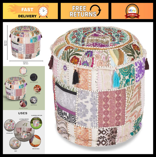 Ethnic embroidered indian - embroidered, pouf