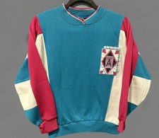 Rare Vintage Apres Sport Ski Sweatshirt Women's Large Blue Pink Colorblock 80's