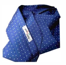 Ascot Homme Bleu Pois Blanc Foulard Imprimé en Soie Cashe Avec Cercles M Italy