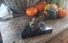 Cendrier Vide Poche Art Déco " Ibis " Socle marbre noir Bronze, Laiton?