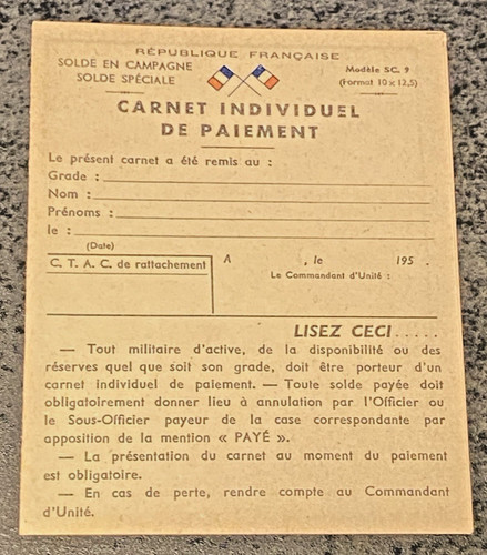 Carnet individuel paiement - carnet,