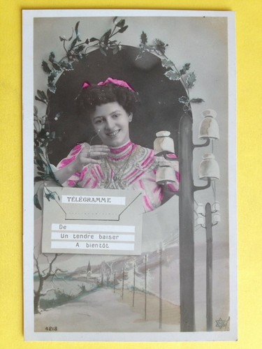 Cpa telegramme médaillon - telegramme,