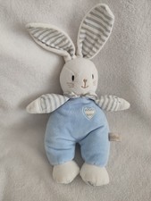 Doudou lapin blanc et bleu
