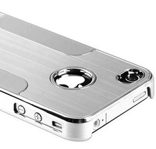 HOUSSE COQUE Aluminium brossé - ARGENT - Iphone 4S 4 4G -  NEUF 