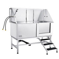 VEVOR Baignoire Toilettage Chien Animaux Compagnie 1574,8Mm Inox Escalier Droite