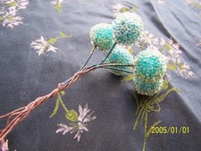 Antique bouquet of frosted blue balls for creating hats, brooches... No. 468