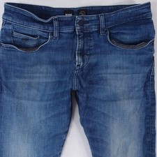 Hommes HUGO BOSS DELAWARE Ajusté Straight Élasthanne Bleu Jeans W34 L32