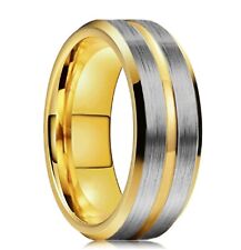 ?? Bague Grandeur 11, Or au Centre, Argenté des Deux Côtés, Style Unique ??