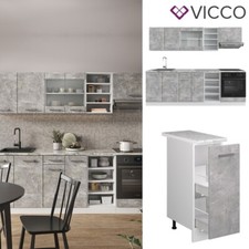 Cuisine intégrée Kitchenette Bloc cuisine R-Line 240 cm blanc béton Vicco
