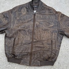 Vtg Marc Buchanan Pelle Pelle Brown Leather Jacket US Cities 