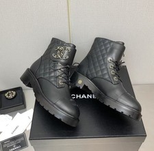 Bottes Combat Chanel Noir Cuir