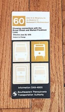 1976 SEPTA TROLLEY STREETCAR TIME TABLE ROUTE 60 PHILADELPHIA PA