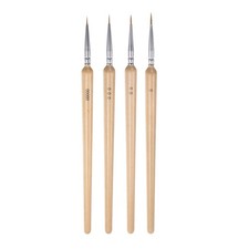 4pcs precision paint detail brushes (00000#-0#), wood color