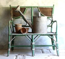 Antique Child Bench Small Bentwood Seat Children Chippy Green French Chair