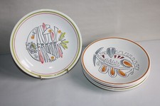 5 Gien Earthenware Flat Plates Decor Stylized Fish Skeleton