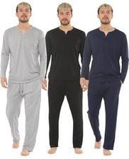 Mens Jersey Pyjama Set Long Sleeve Lounge Sleepwear Loungewear M to XXL