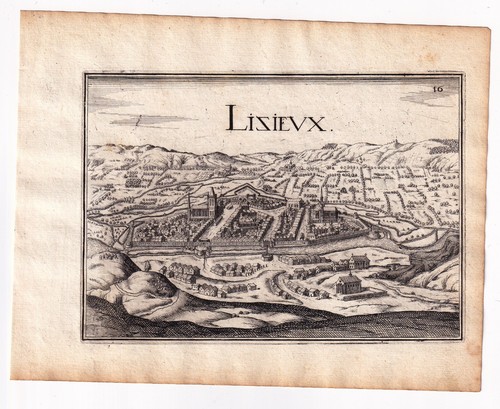 Gravure xviie lisieux calvados - gravure,