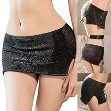 Mini jupe élégante femme soirée imprimé peau de serpent en simili cuir soupl
