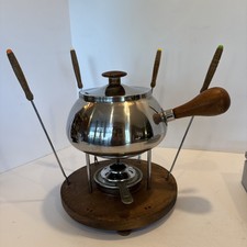 Mid-Century Stainless Steel Fondue Set