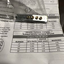 GE Propane Orifices (LP) Conversion Kit  For Models JGP3030 PGP6030 CGP6030