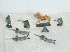 Convoluté Elastolin Figurines Soldats Français " Divers Représentation " 7 Pièce