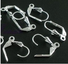 site français  10 Supports de Boucles Oreilles Argenté 17x10mm