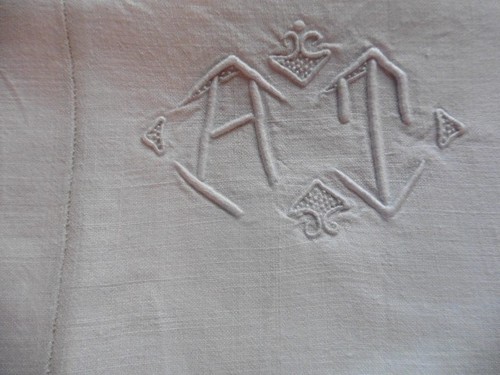 Ancien drap lin creme - lin, creme"at"