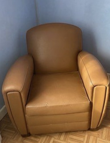 Fauteuil club cuir marron - , 1