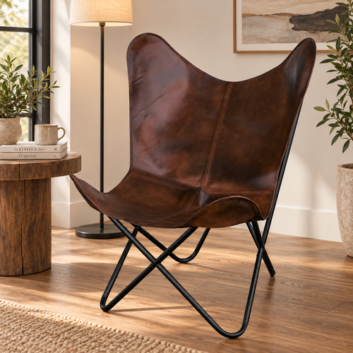 Fauteuil papillon cuir - papillon,