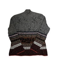 Jean Paul Gaultier Homme Wool Nylon High Neck Textured Striped Sweater Gray 48