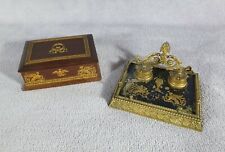 1st Empire Napoleon III Style Stamp Box + Inker Office Set