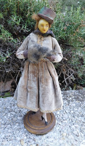 Poupée ancienne lady cire - poupée,