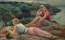 Reproduction, grand format, "Summer at Folly Cove",  Leon Kroll   /   20 x 30 cm